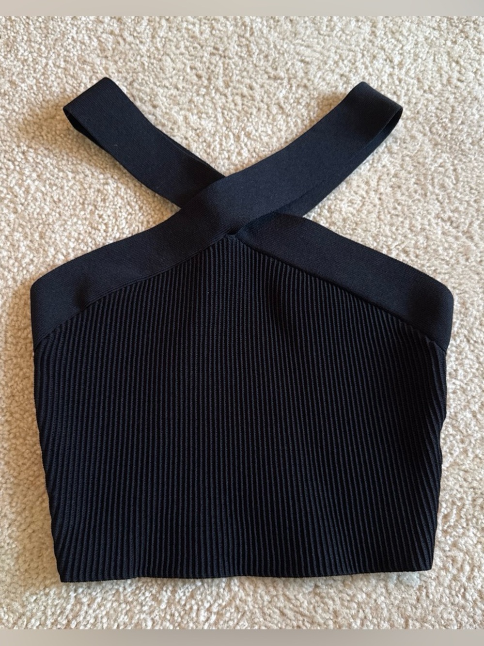 Aritzia Black Ribbed Criss Cross Top